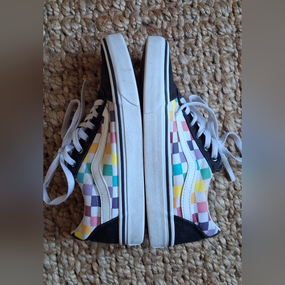 Vans Old Skool Checkerboard Low Women's Size 7 Sneakers Black Multicolor Sku - Picture 4 of 8